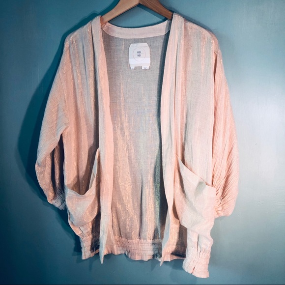 Anthropologie Hei Hei Light Weight Bomber Style Gold Metalic Thread - Picture 2 of 10